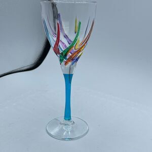 CC ZECCHIN MURANO trix wine glass hand blown blue stem